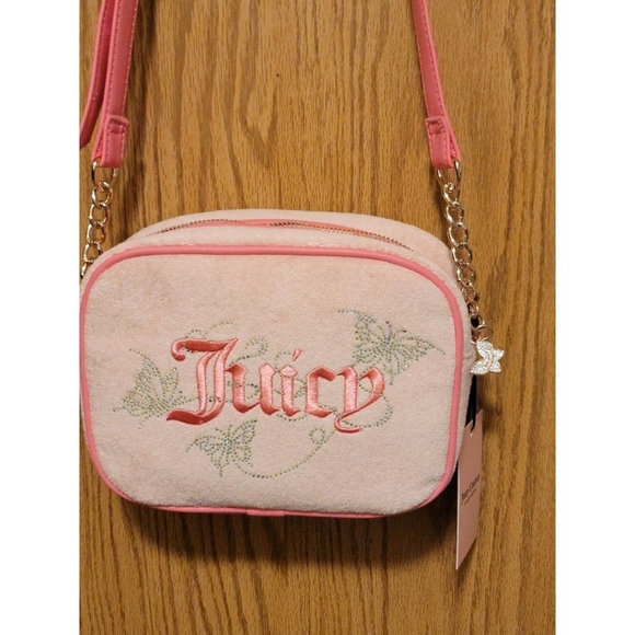 JUICY COUTURE PINK DIAMOND WINGING IT LOGO & RHINESTONE BUTTERFLY  BAG NWT - Picture 6 of 8